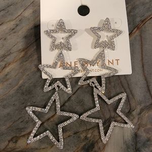 Rhinestone Star Drop Earrings NWT
